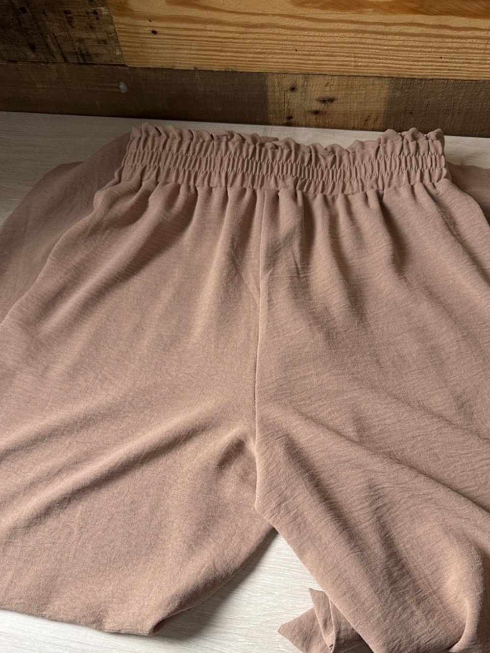 Wide-Leg Pants with Paperbag Waist in Light Khaki - Picture 4 of 7